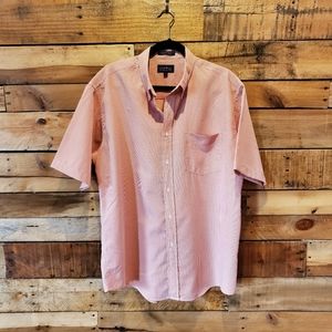 Men's Charter Club orange and white button down short sleeve shirt size L